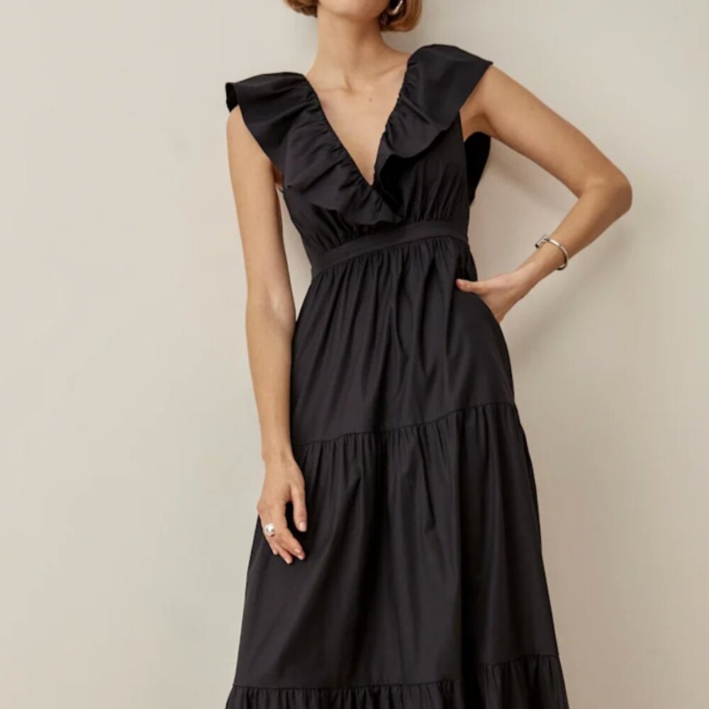 NWT Reformation Black Fairfield maxi dress in size 8